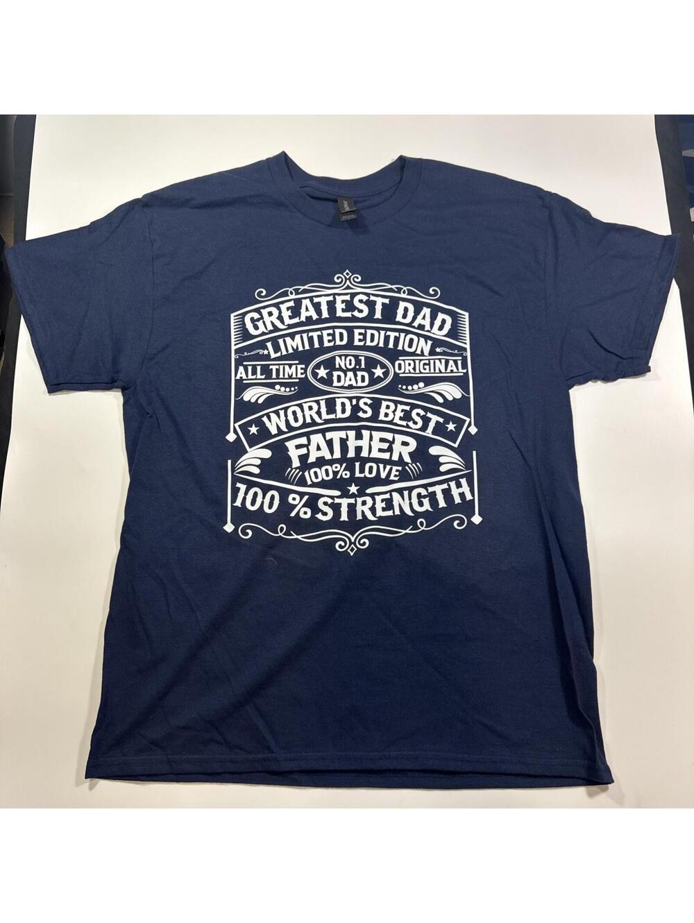 Father's Day Greatest Dad Worlds Best Father T-Shirt Navy Size Medium Tee Love